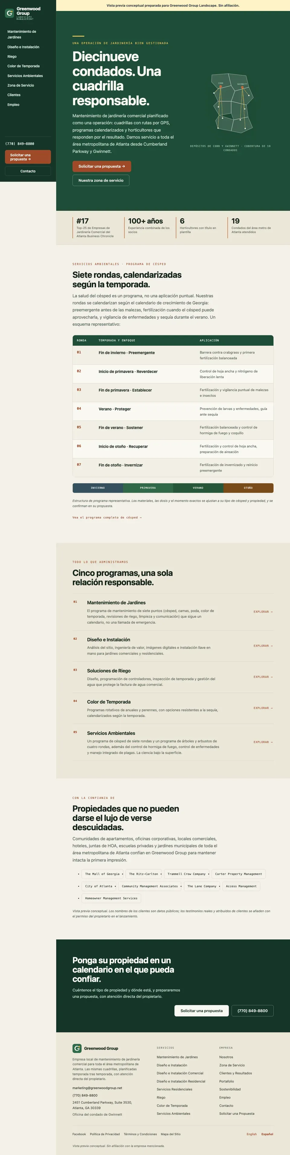 La página de inicio de la dirección Operations, en una ventana de navegador