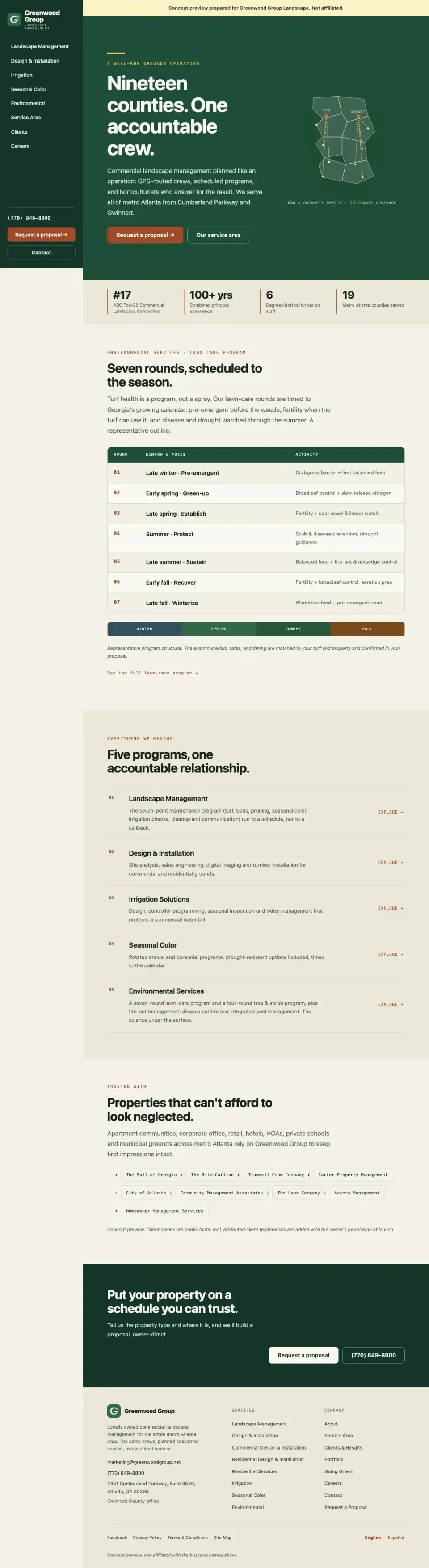The Operations direction homepage, shown in a browser window